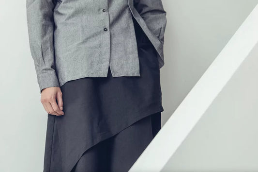 片式雙層褲裙 (黑/灰) Organic Cotton & Recycle