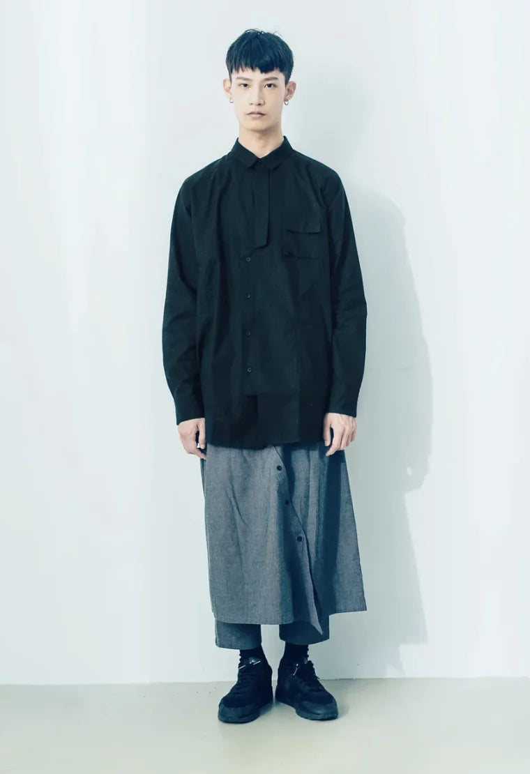 光 . 缺口 雙面褲裙 (灰/黑) 有機棉 Organic Cotton & Recycle