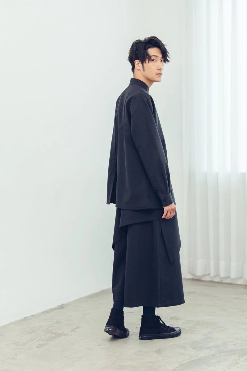 Double-layered culottes (black/grey) Organic Cotton & Recycle