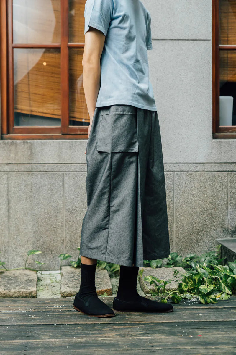 Unisex Retro Wide-Leg Pants (Black/Grey) Organic Cotton & Recycle