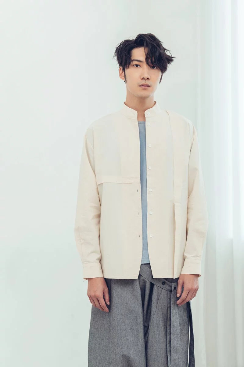 Mirror Reflection Asymmetrical Stand Collar Shirt (Original) Organic Cotton & Recycle