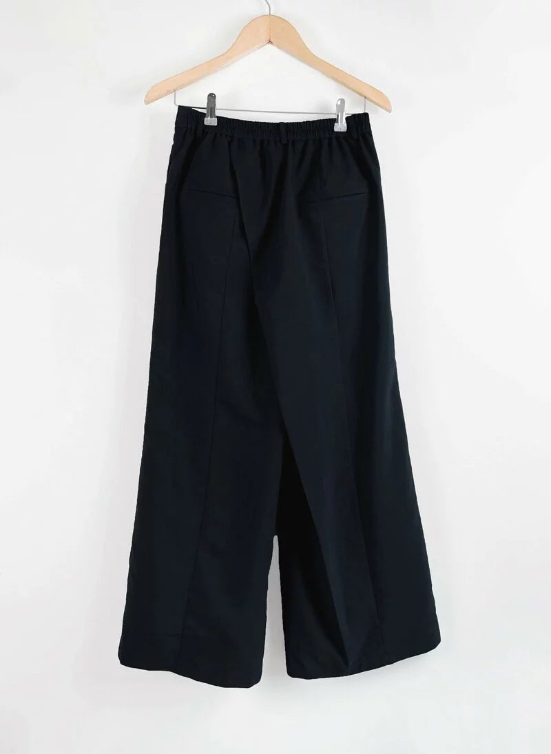 Chains Discount Flat Knit Wide-Leg Pants (Black/Grey) Organic Cotton & Recycle