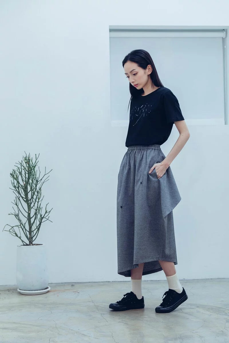 Mirror-image asymmetrical double-sided skirt (grey/black) Organic Cotton & Recycle