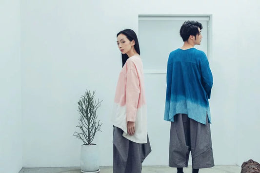 共生 剪裁長袖上衣(藍染/茜草) Organic Cotton