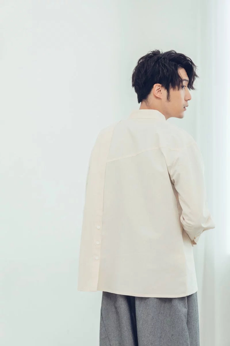 Mirror Reflection Asymmetrical Stand Collar Shirt (Original) Organic Cotton & Recycle