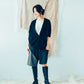 Raglan Sleeve Cardigan (Black/White) Organic Cotton