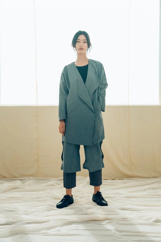 摺頁外套 (黑/灰) 有機棉 Organic Cotton & Recycle