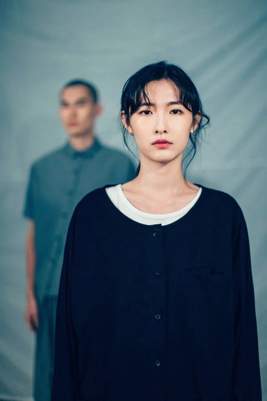 52赫茲 前口袋上衣 (黑/白) Organic Cotton