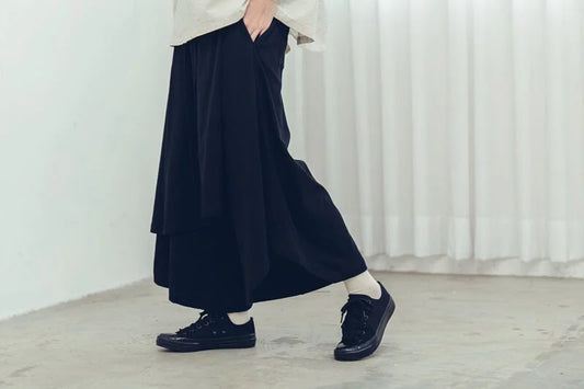 圓與角 針織綁帶褲裙(黑/白) Organic Cotton