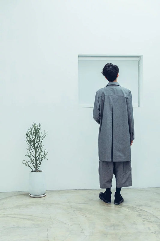 游離 兩件式剪裁外套(黑/灰) Organic Cotton & Recycle