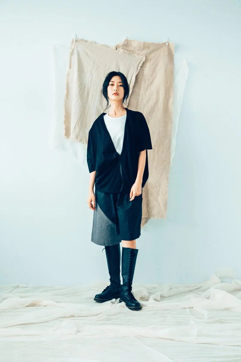 Reversible shorts in organic cotton & recycle