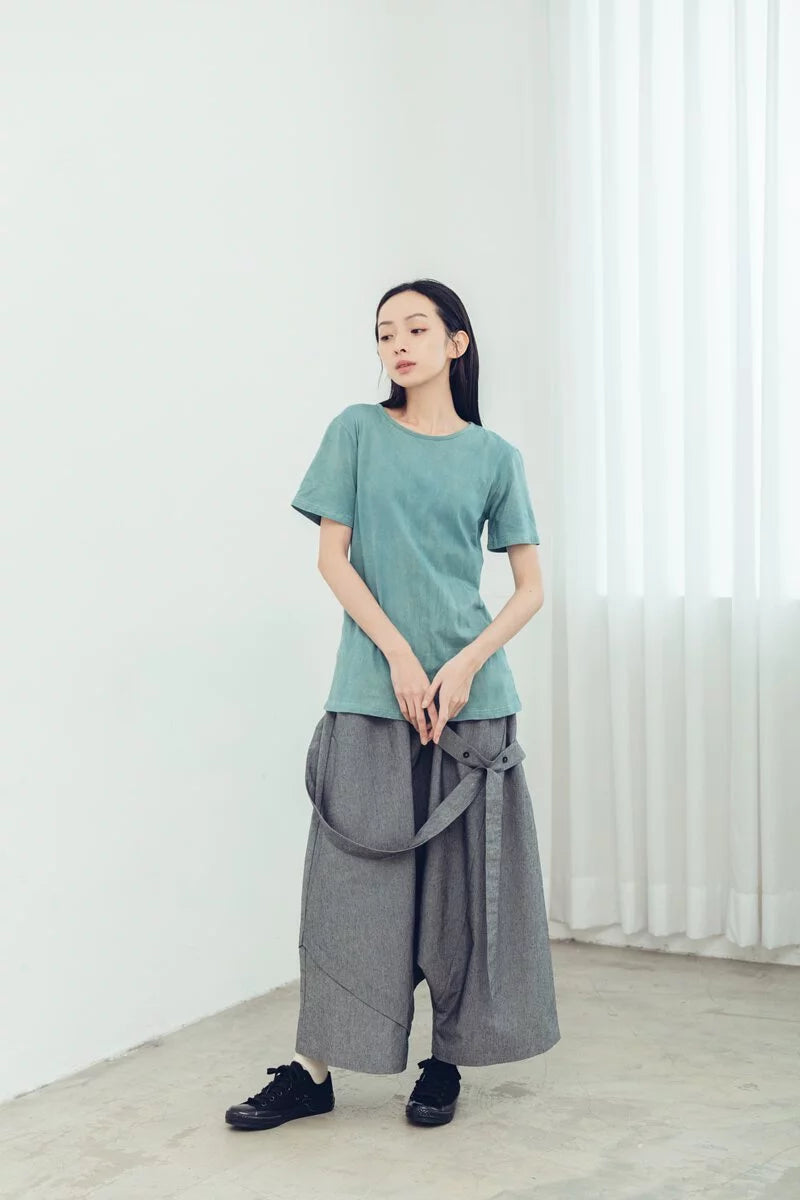 Wanderer One-Strap Low-Crotch Pants (Black/Grey) Organic Cotton & Recycle