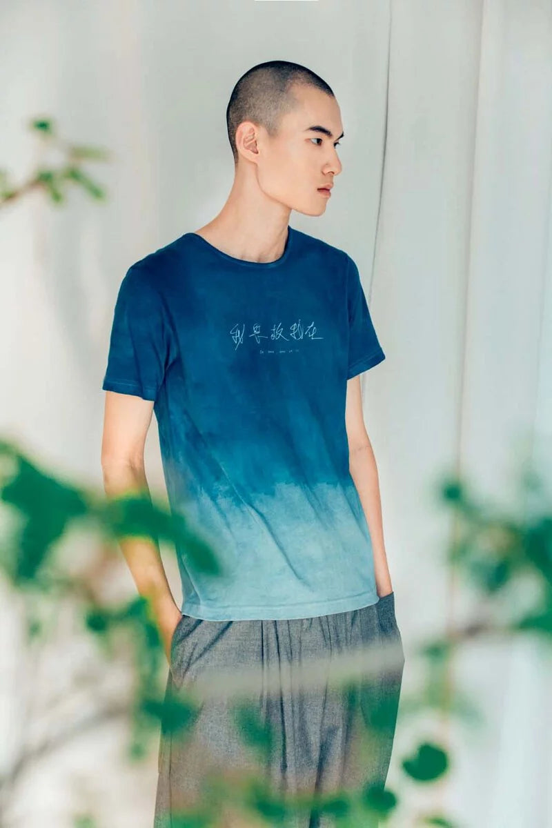 我思故我在(藍染）有機棉短袖T Organic Cotton