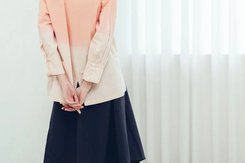 摺衣 半開襟長袖上衣(茜草) Organic Cotton & Recycle