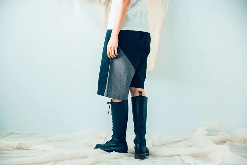 Reversible shorts in organic cotton & recycle