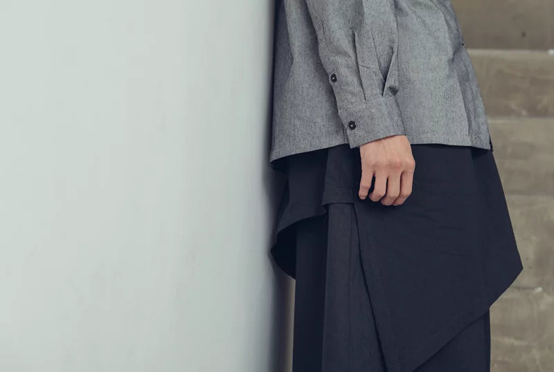 Double-layered culottes (black/grey) Organic Cotton & Recycle
