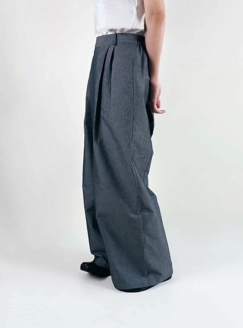 Chains Discount Flat Knit Wide-Leg Pants (Black/Grey) Organic Cotton & Recycle