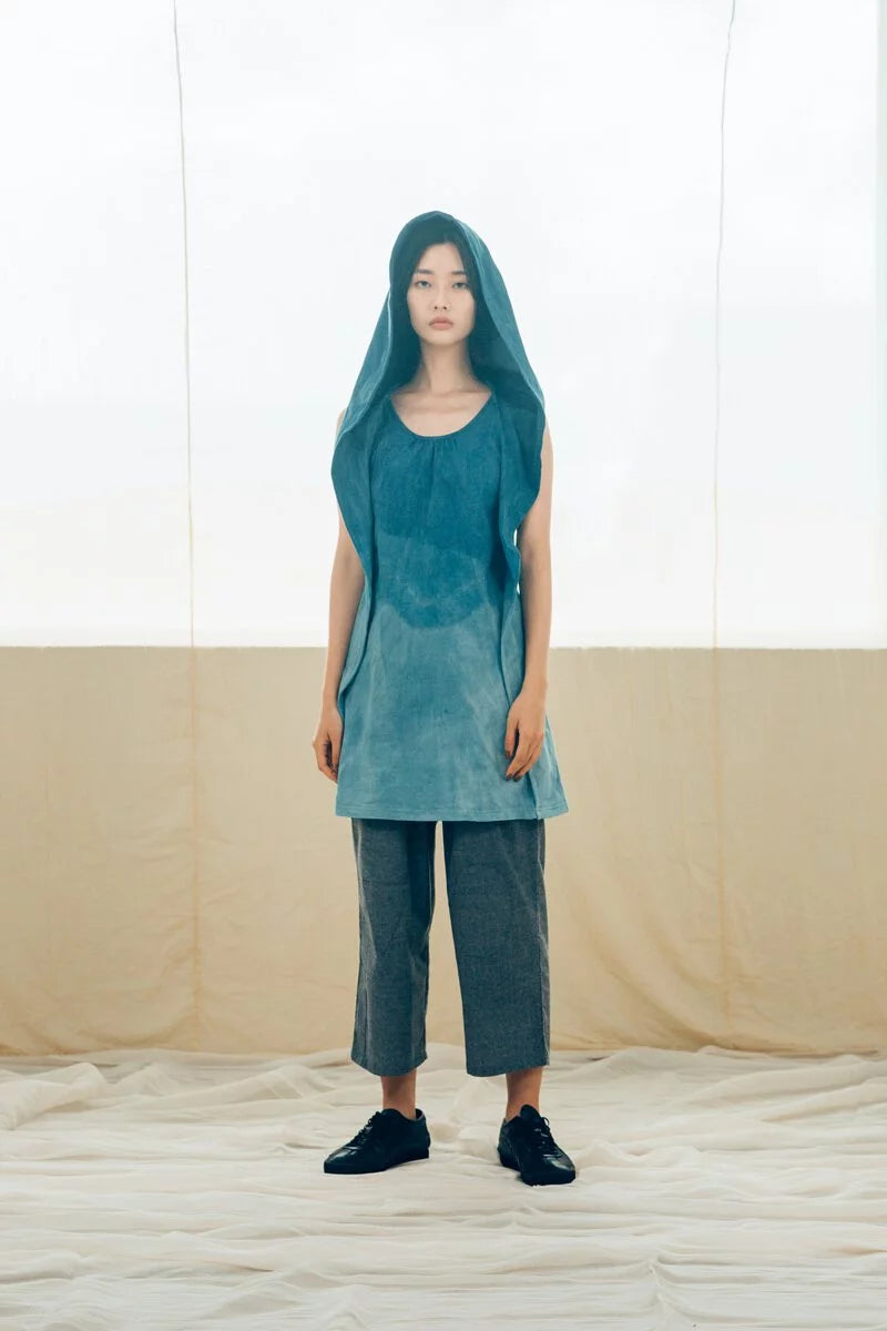 藍染連帽背心 有機棉 Organic Cotton