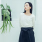 Pleated high-waisted trousers with one-sided pleat and tie-up detail (black/grey) Organic Cotton & Recycle