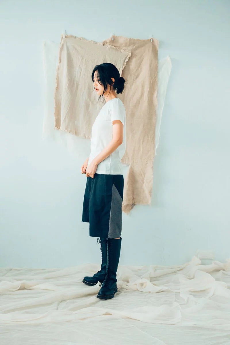 Reversible shorts in organic cotton & recycle