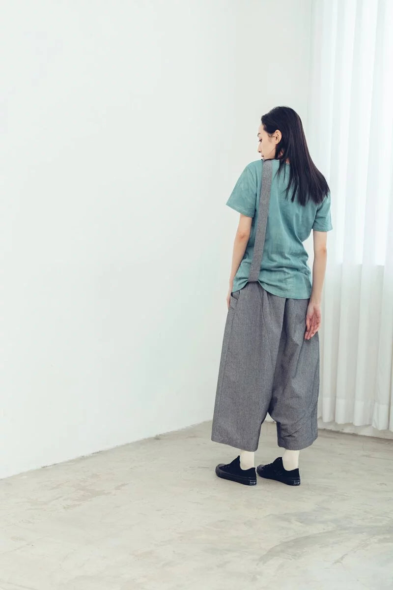 Wanderer One-Strap Low-Crotch Pants (Black/Grey) Organic Cotton & Recycle