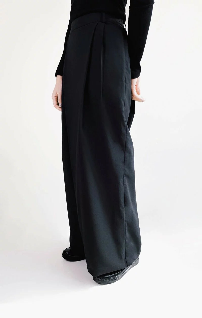 Chains Discount Flat Knit Wide-Leg Pants (Black/Grey) Organic Cotton & Recycle