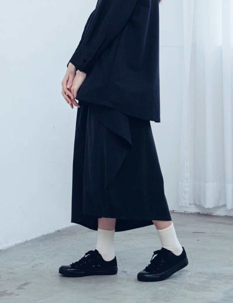 Mirror-image asymmetrical double-sided skirt (grey/black) Organic Cotton & Recycle