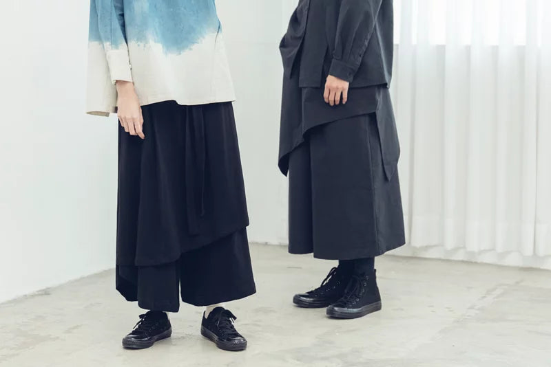 Double-layered culottes (black/grey) Organic Cotton & Recycle