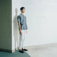Hollow collar, slanted placket, short-sleeved shirt (black/grey) Organic Cotton & Recycle