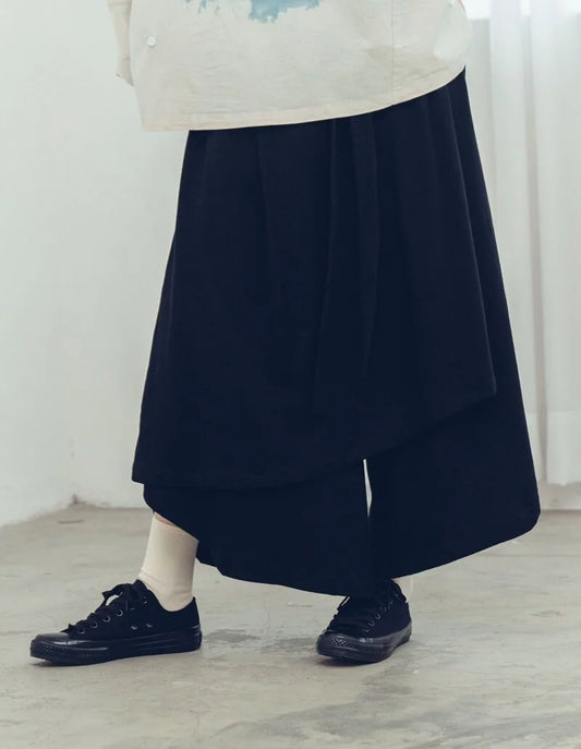 圓與角 針織綁帶褲裙(黑/白) Organic Cotton