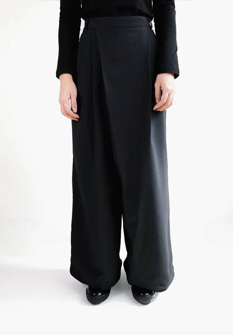 Chains Discount Flat Knit Wide-Leg Pants (Black/Grey) Organic Cotton & Recycle