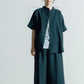 Hollow collar, slanted placket, short-sleeved shirt (black/grey) Organic Cotton & Recycle