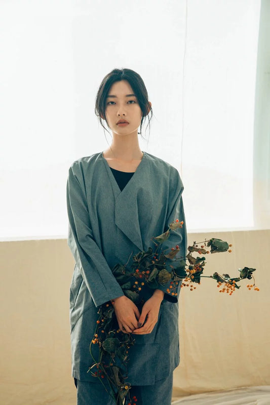 摺頁外套 (黑/灰) 有機棉 Organic Cotton & Recycle