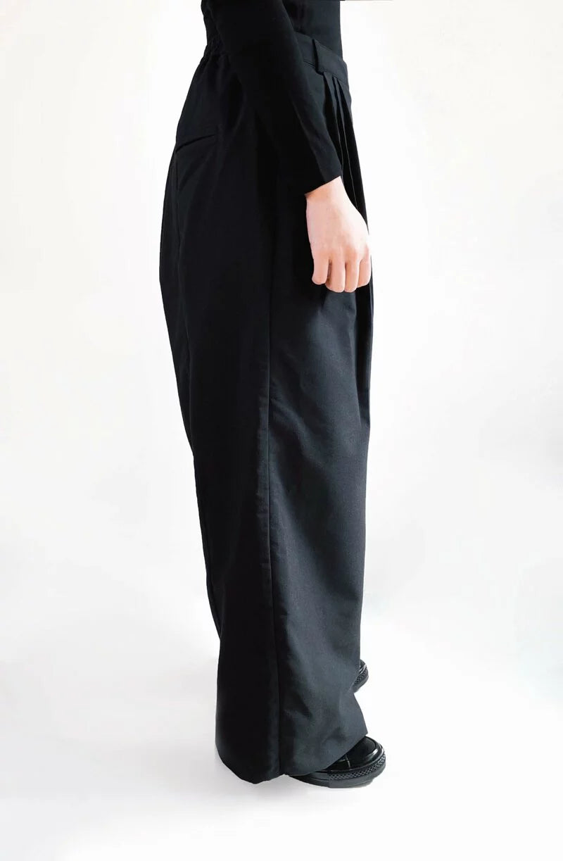 Chains Discount Flat Knit Wide-Leg Pants (Black/Grey) Organic Cotton & Recycle