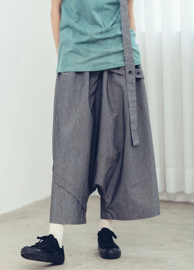 Wanderer One-Strap Low-Crotch Pants (Black/Grey) Organic Cotton & Recycle