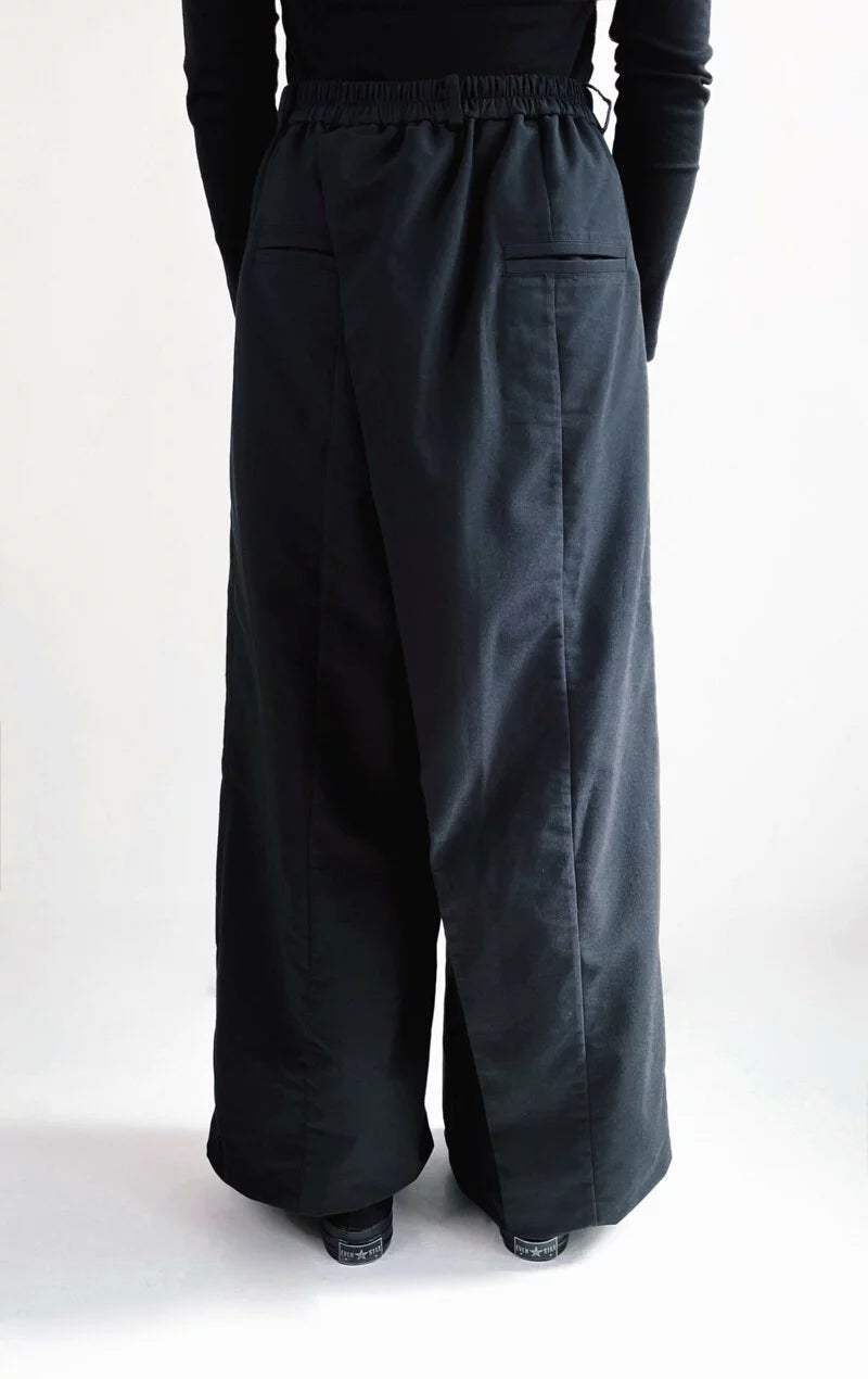 Chains Discount Flat Knit Wide-Leg Pants (Black/Grey) Organic Cotton & Recycle