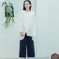 Pleated high-waisted trousers with one-sided pleat and tie-up detail (black/grey) Organic Cotton & Recycle