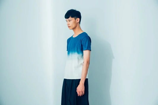 天然染漸層(藍染) 有機棉短袖T Organic Cotton