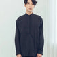 Mirror Reflection Asymmetrical Stand Collar Shirt (Black/Grey) Organic Cotton & Recycle