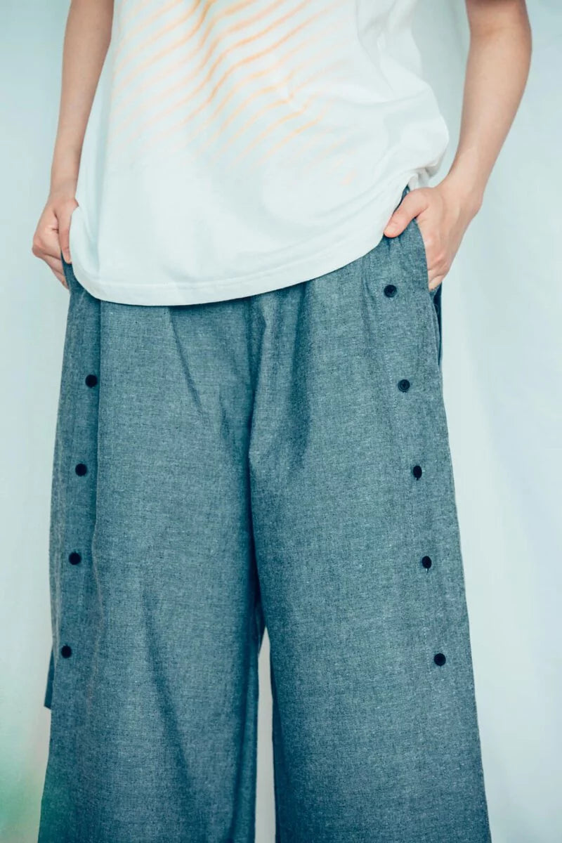 Amoeba Button-Down Pants (Black/Grey) Organic Cotton & Recycle