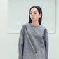 Fold-front long-sleeved top (black/grey) Organic Cotton & Recycle